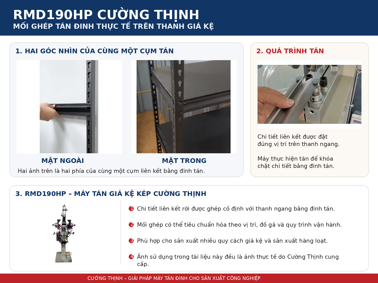 RMD190HP CƯỜNG THỊNH – GIẢI PHÁP TÁN ĐINH CHUYÊN DỤNG CHO SẢN XUẤT GIÁ KỆ, LINH HOẠT HƠN TRONG THIẾT KẾ MỐI GHÉP
