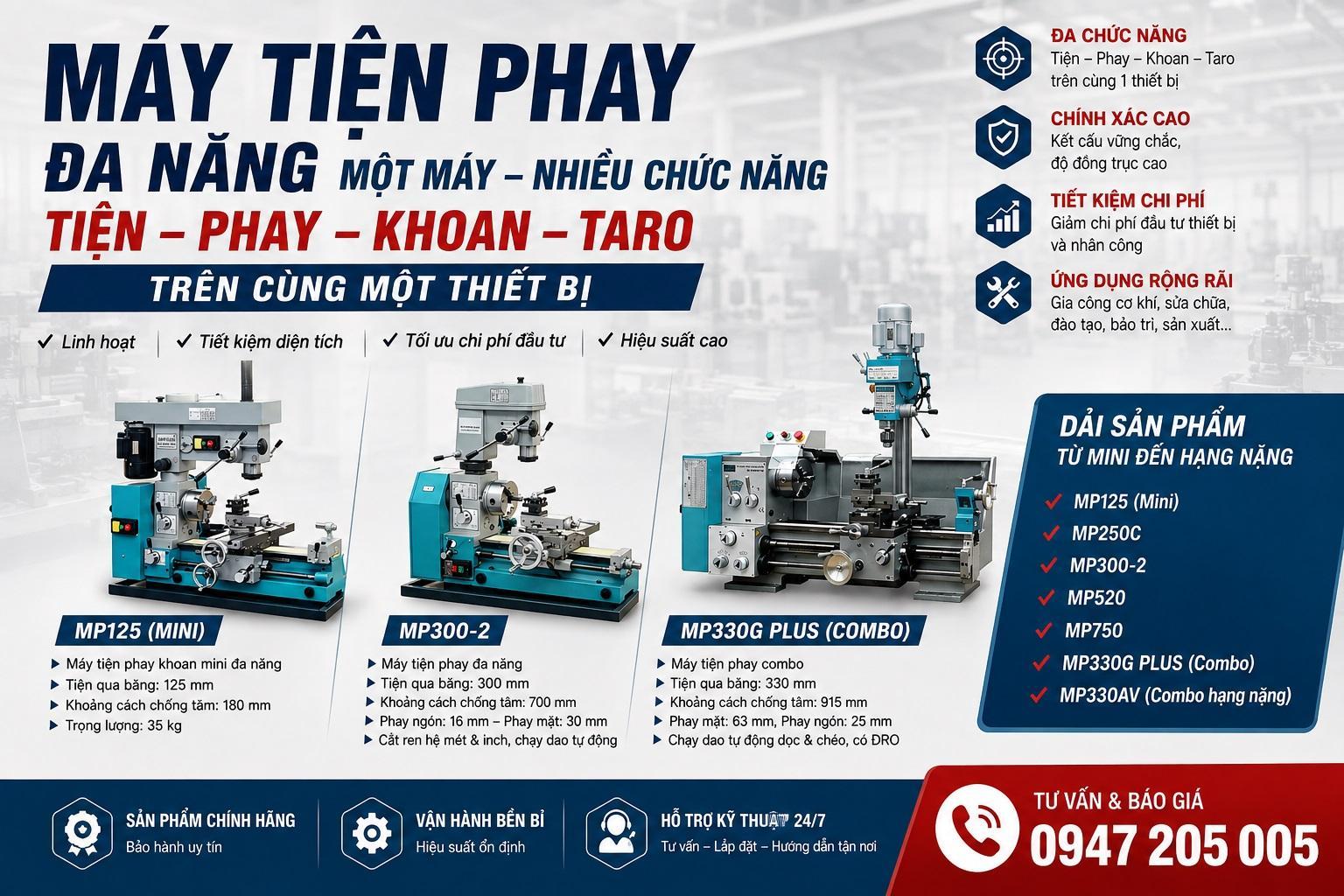 MÁY TIỆN PHAY ĐA NĂNG CƯỜNG THỊNH – MỘT MÁY, NHIỀU NGUYÊN CÔNG GIA CÔNG CƠ KHÍ
